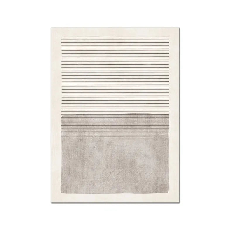 toile d'art minimaliste moderne rayures horizontales beige clair cadre blanc salon chambre decorationintérieur