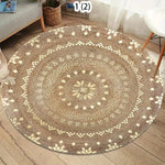 tapis rond boho géométrique floral naturel blanc moderne maison chambre extérieur 80x80cm