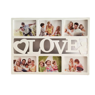 Cadre photo collage mural blanc avec 6 photos de famille