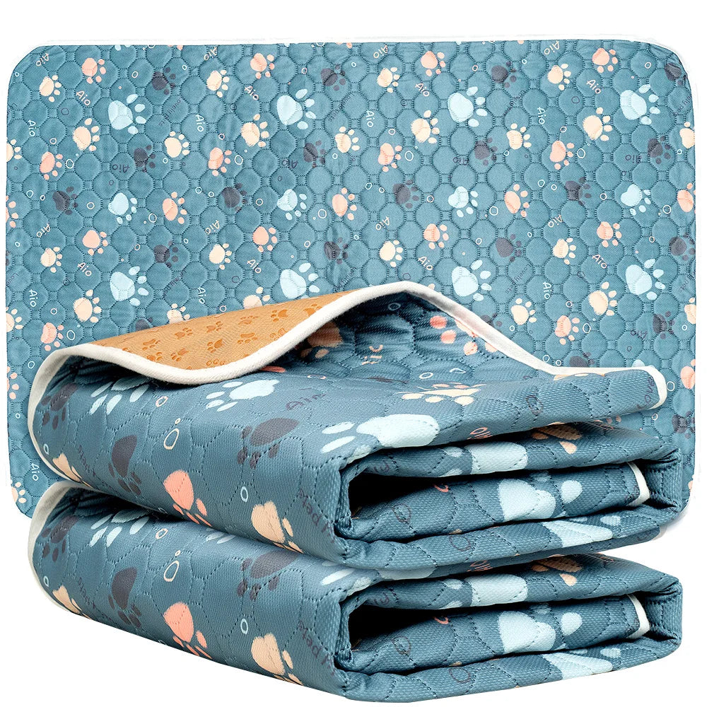 tapis absorbant imperméable chien chat motif pattes coeur lavable antidérapant intérieur moderne bleu