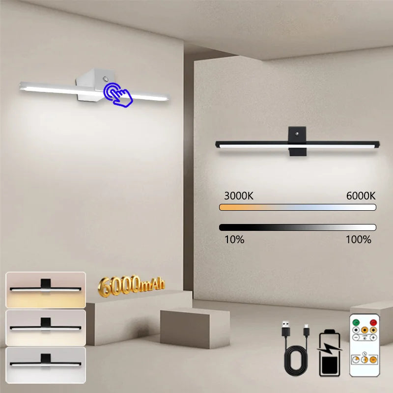 Lampe LED rechargeable interrupteur tactile moderne blanc noir 6000mAh variable