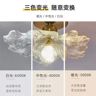 plafonnier moderne doré transparent fleur relief éclairage chambre salle manger artisanal led