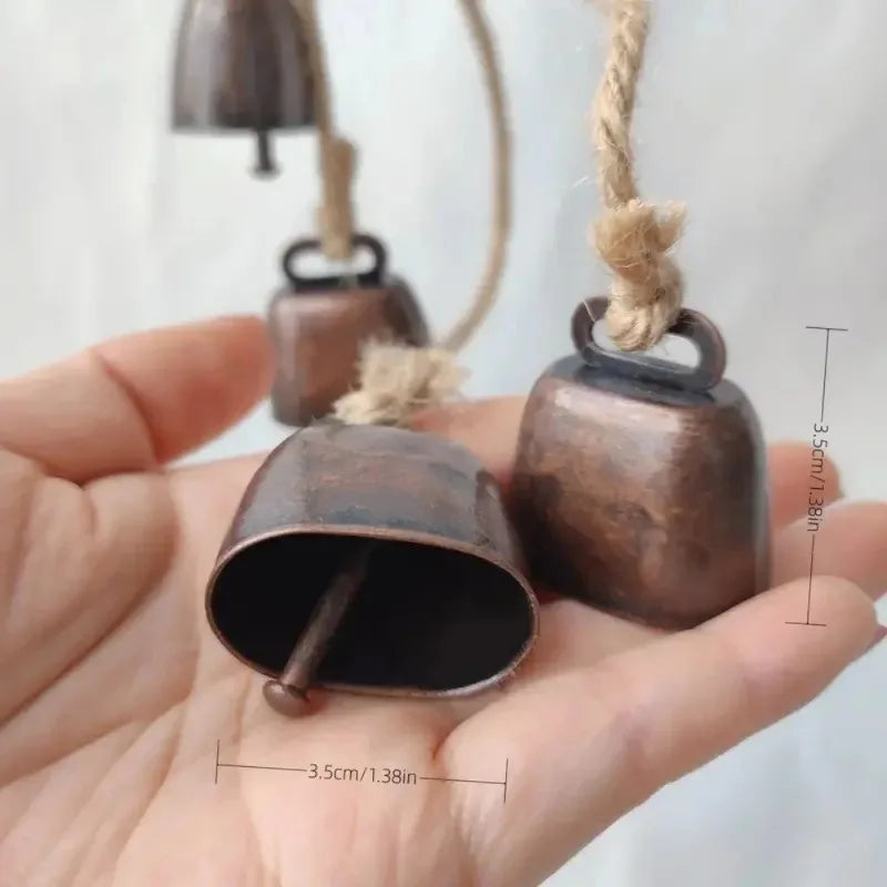 cloches décoratives bronze noir cordelette jute anneau métallique vintage décoration intérieure rustic pendentifs murales