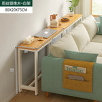 table d'appoint moderne bois naturel blanc poches plateau serviettes tasse