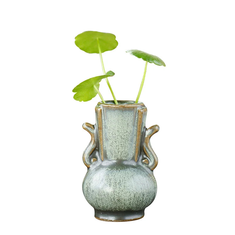 vase céramique vert craquelé vintage décoration maison artisanal gris opaque salon