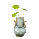 vase céramique vert craquelé vintage décoration maison artisanal gris opaque salon
