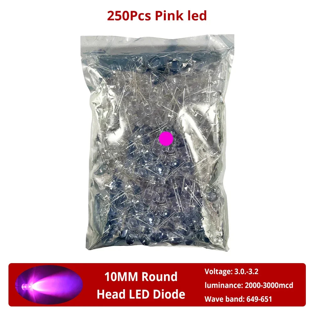 Diodes led bleu vert rouge jaune blanc rose violet orange 10mm ultra lumineuses modernes