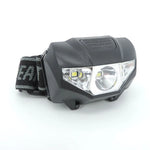lampe frontale led gris tissu logo ceinture ajustable mode nuit blanc camping pêche