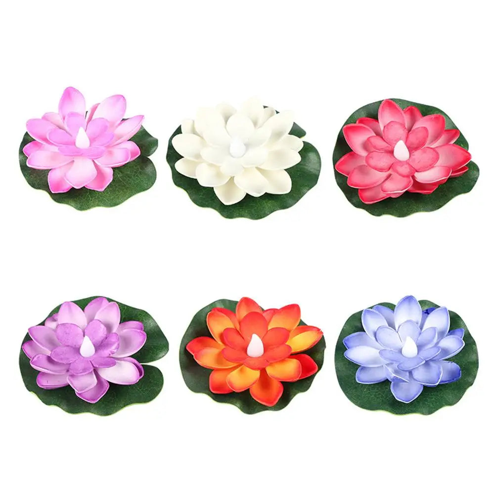 bougies flottantes fleur lotus blanc rose orange violet décoration intérieure artificielle lumière paysagère