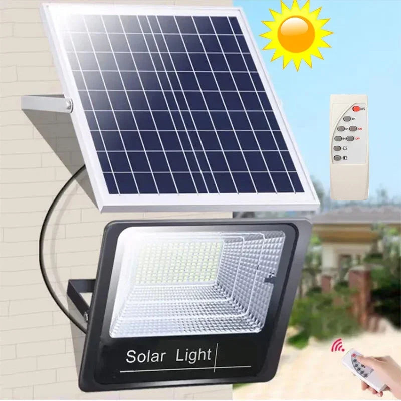 projecteur solaire led moderne ip67 télécommande fixations noir blancextérieur rechargeable autonomephotosensoriel