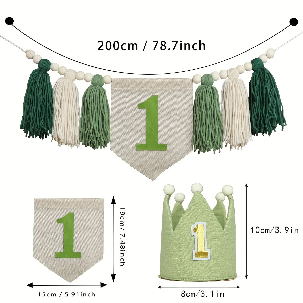 guirlande festivite couronne numerale deco chambre enfant motif pompon boho couleur neutre festive