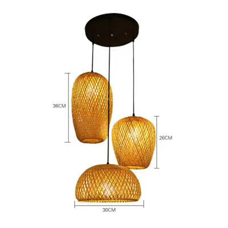 suspension lumineuse bambou tissé naturel moderne rustique 36cm 26cm 30cm echangible e27