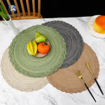 lot quatre tapis table ronds tressés boho rustique décoration maison
