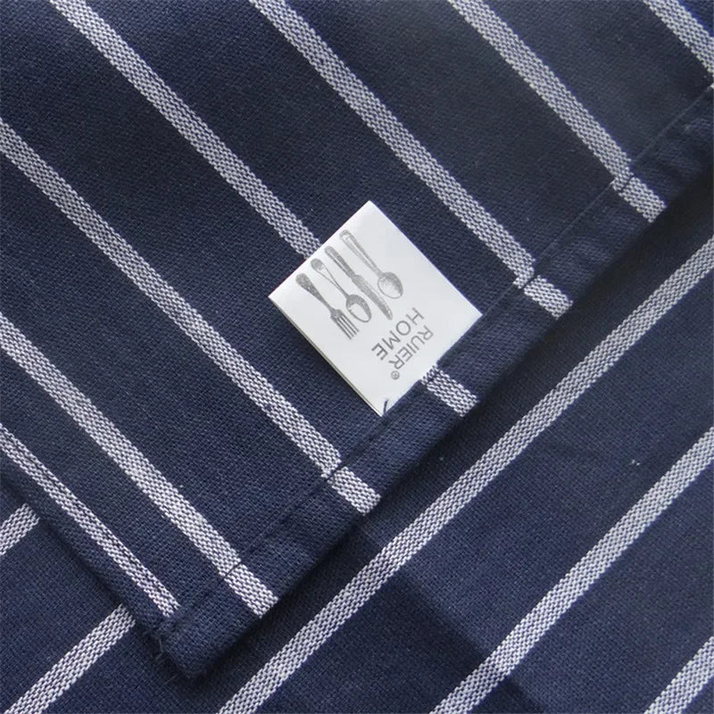 serviettes table coton bleu marine rayées classiques absorption rapide dimension 40x60cm