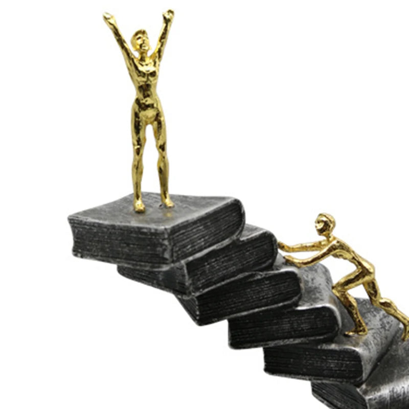 décoration abstraite sculpture noir doré livres escalier figurines moderne chambre salon nordique