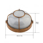 lampe vintage marron clair rayures vertes blanc translucide rustique