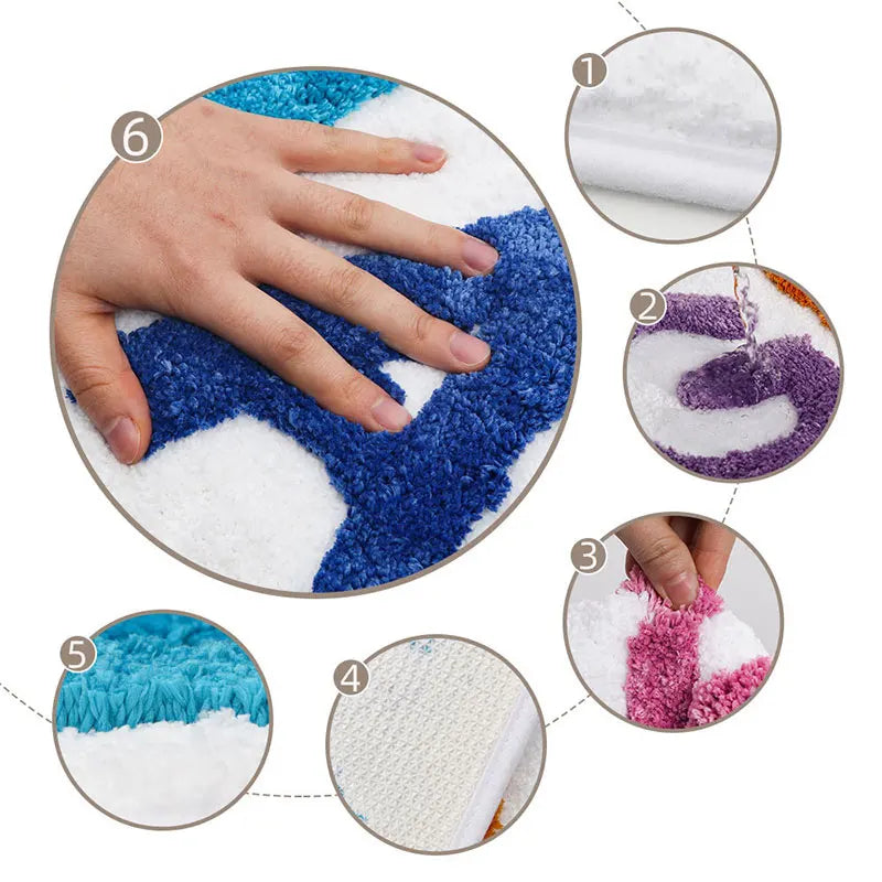 tapis bain antidérapant lettres relief moderne couleur noire blanche bleue rouge jaune rose