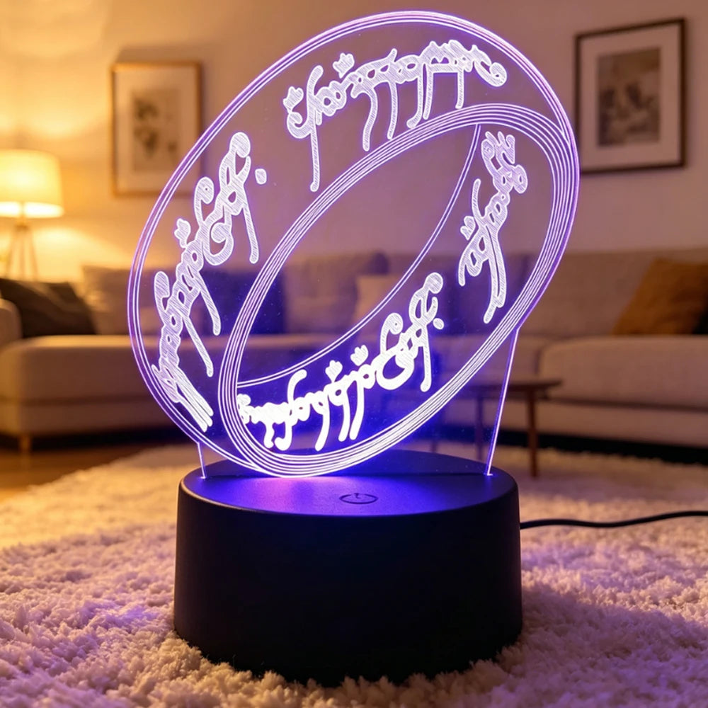 veilleuse led 3d couleurs blanc bleu vert rouge décoration chambre tolkien lord of the