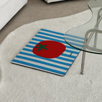 tapis antidérapant moderne bleu clair rouge vert tomate stylisée sol salle bain porte decoration