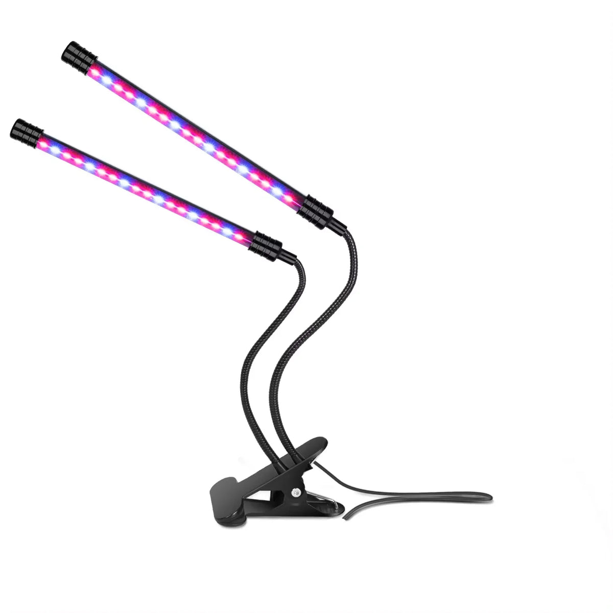 lampe led plante noire controle luminosite bouton alimentation bras flexibles clips moderne