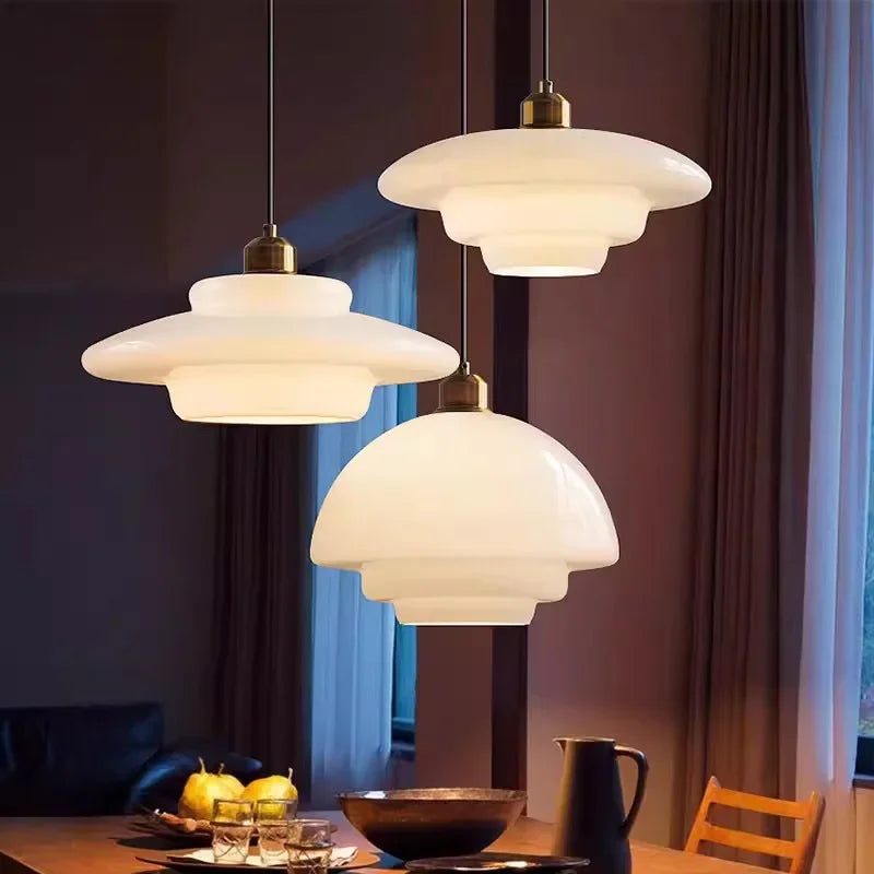 suspension lumineuse moderne blanche dorée pierre verre translucide câble 150cm ampoule E27