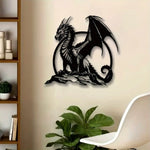 sculpture murale dragon noir art contemporain décoration intérieure extérieure moderne finement détaillée fixations incluses
