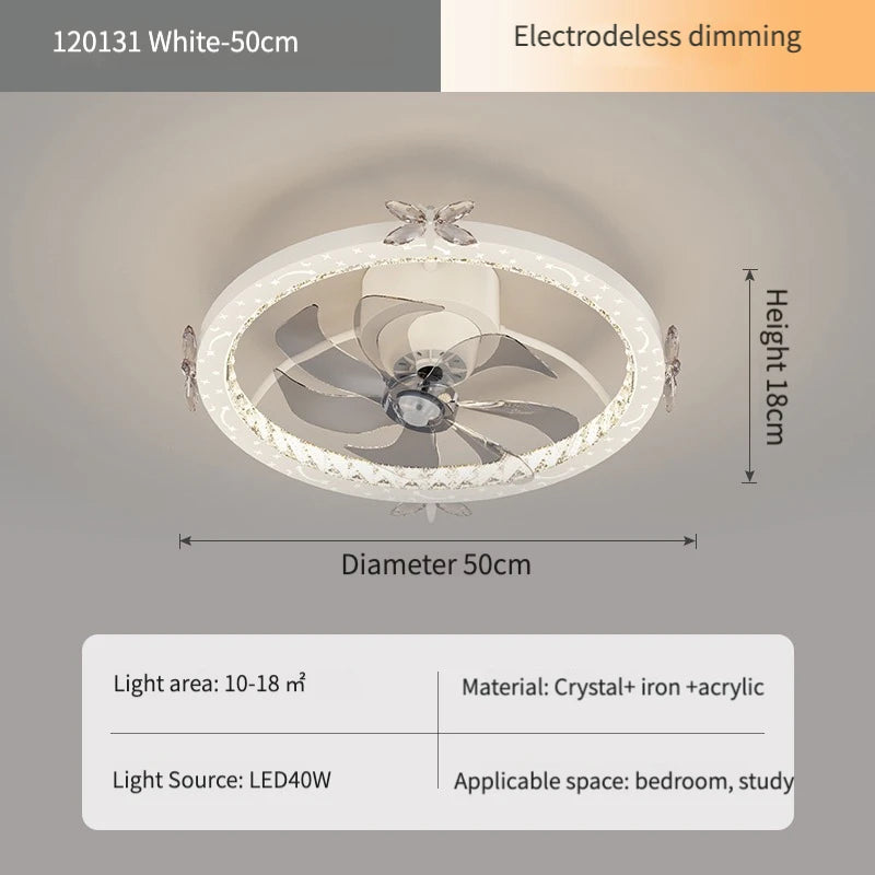 ventilateur or blanc moderne télécommande led transparent 50cm certification ul vde rohs