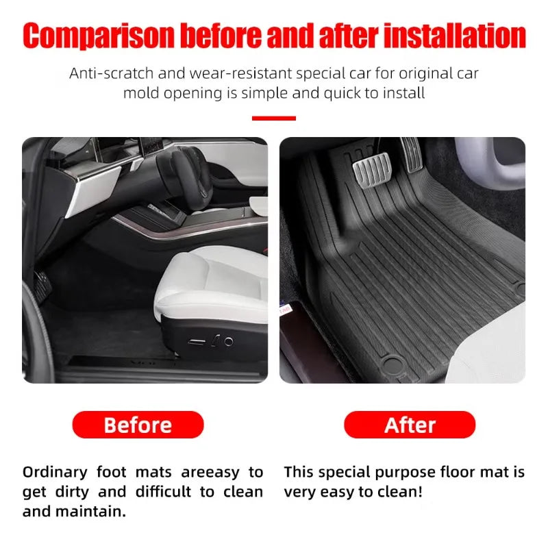 tapis sol voiture noir rayures horizontales moderne imperméable tout terrain easy clean tpe