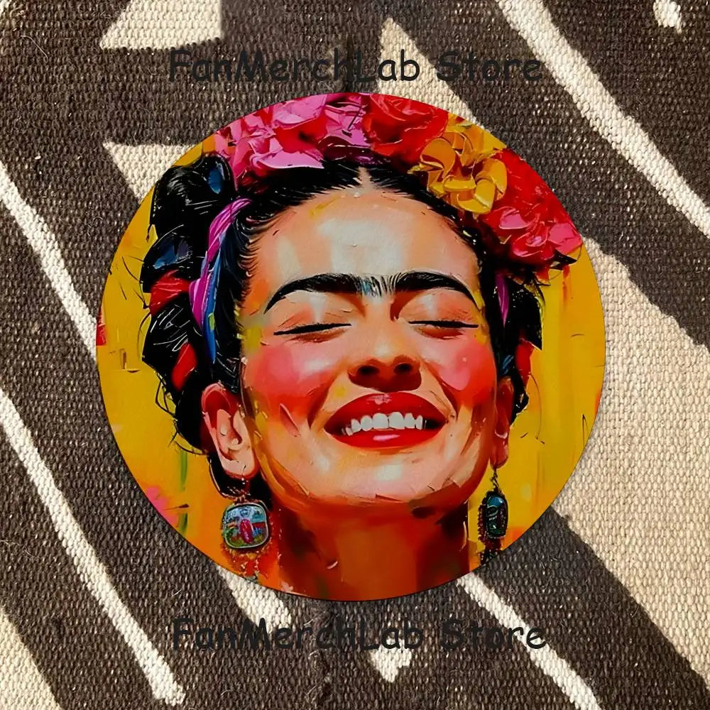 coasters bois illustrés frida kahlo multicolores fleurs artistiques écofriendly table cuisine