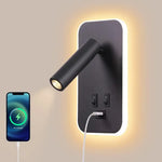 applique murale led noir orientable usb ambiance chambre étude entrée moderne minimaliste