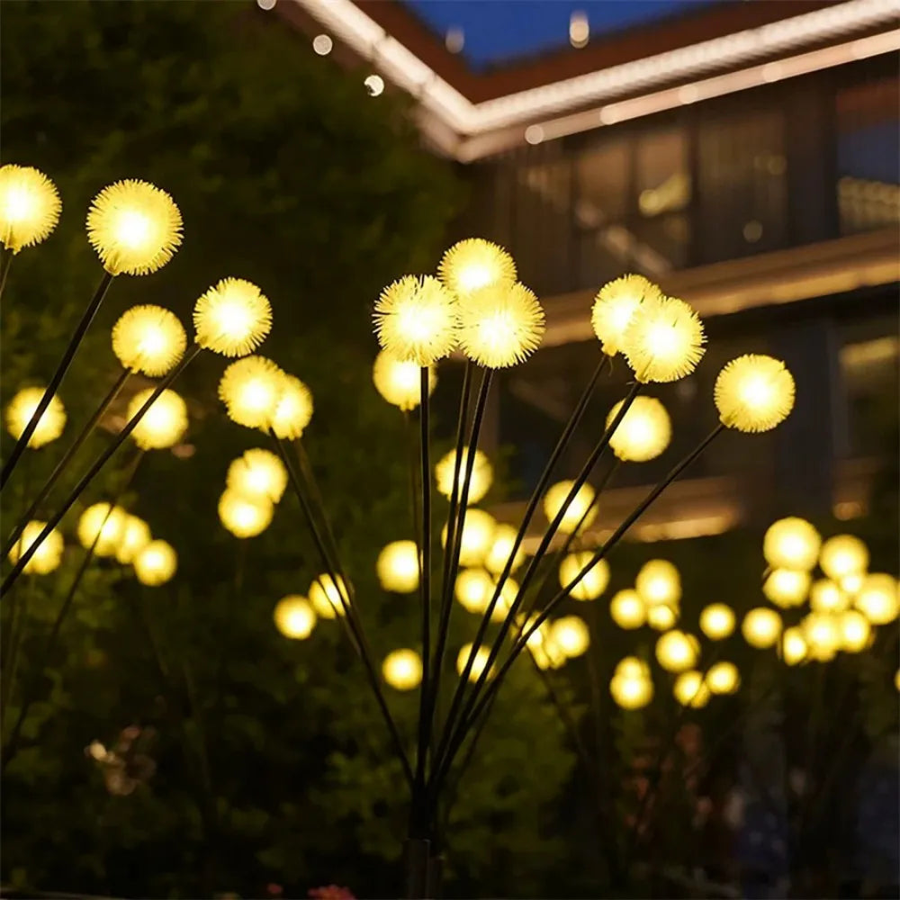 guirlande lumineuse solaire pissenlit blanc moderne extérieur ip65 inoxydable piquet jardin festive