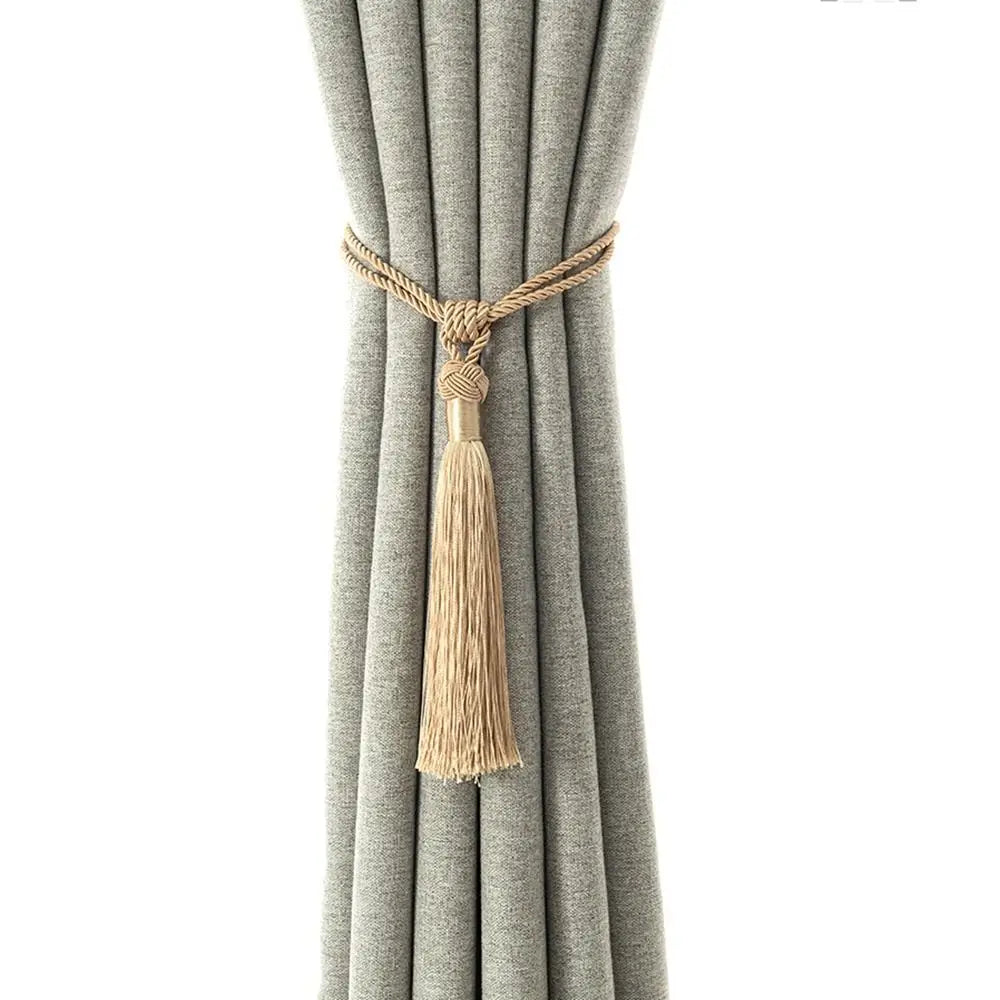 accessoires rideau cordon tressé franges blanc or gris beige moderne bohème chic