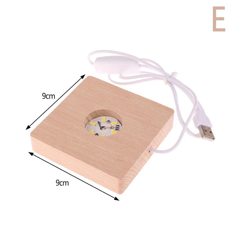 support lumière led plaque bois finition lisse moderne batterie aaa diodes jaunes usb minimaliste