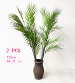 Plante artificielle palmier vert moderne 125cm feuilles plastique décoration intérieure extérieure