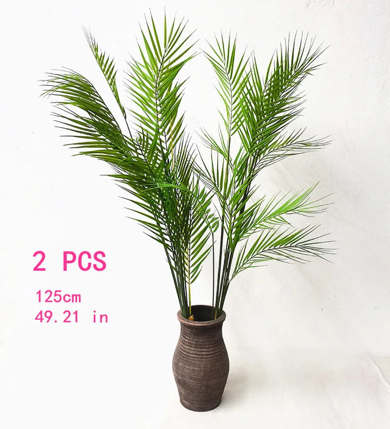 Plante artificielle palmier vert moderne 125cm feuilles plastique décoration intérieure extérieure
