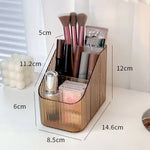 organisateur maquillage transparent moderne rayures verticales brosse crayon palette fards flacons pochette réutilisable polyvalent