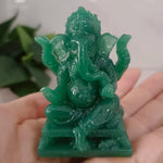 statue ganesha vert résine artisanale bouddhiste éléphant décor maison fengshui porte bonheur bronzé sculpté