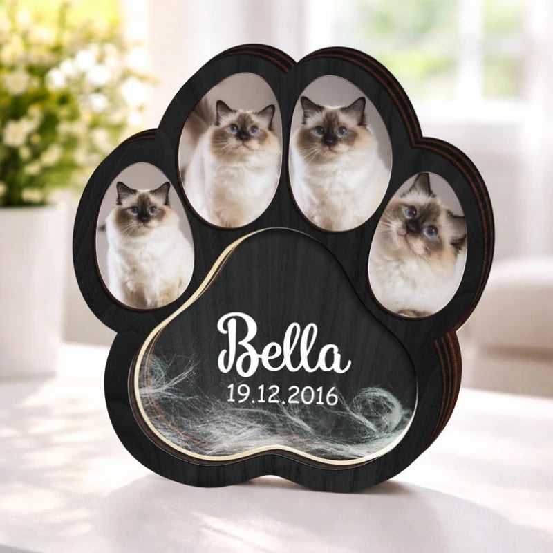 cadre photo patte animal bois personnalisable nom date empreinte souvenir animal compagnie moderne
