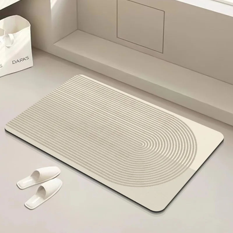 tapis sol salle bain diatomée beige absorbant moderne antidérapant séchage rapide intérieur