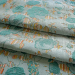 tissu polyester bohème floral vintage motifs roses feuillage semi transparent 160cm