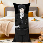 coussin allongé anime violet bleu blanc fleurs stylisées personnages 100 polyester double face imprimé