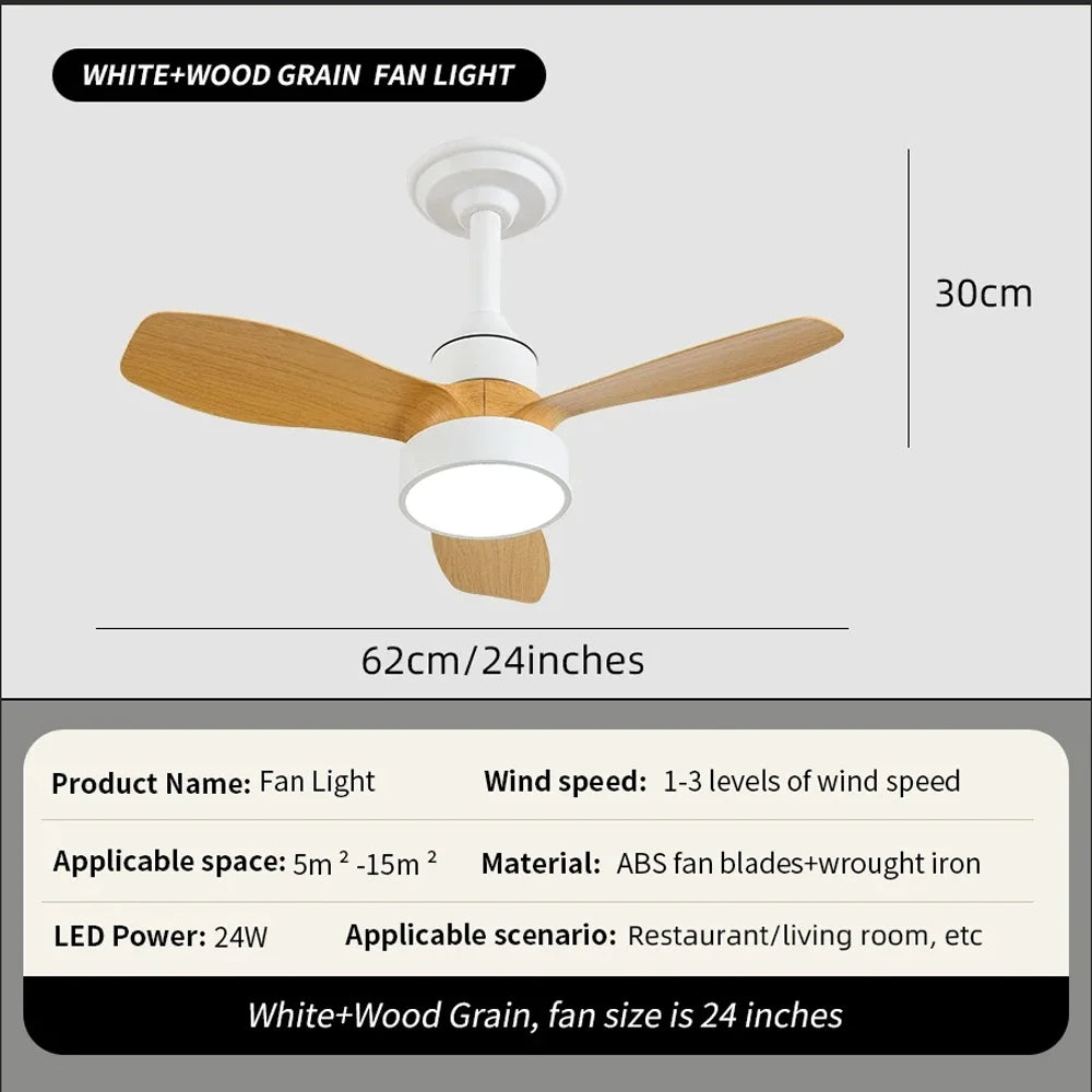 ventilateur moderne led pales réversibles télécommande blanc bois naturel