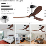 ventilateur moderne 52 pouces bois lampe intégrée télécommande led certifications ul ccc