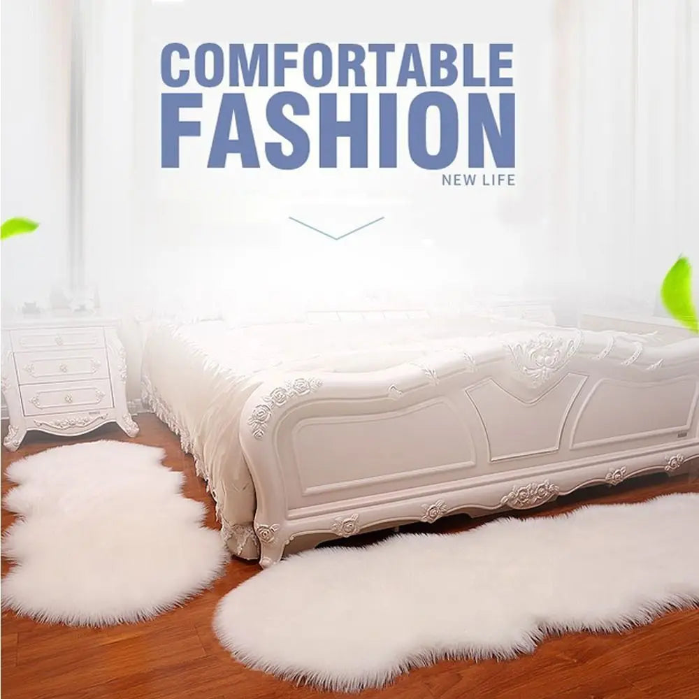 tapis fourre épais doux blanc moderne maison solide antidérapant pvc washable