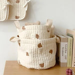 panier rangement enfantin ours mignon quilté sac stockage jouets écologique poignées amovibles