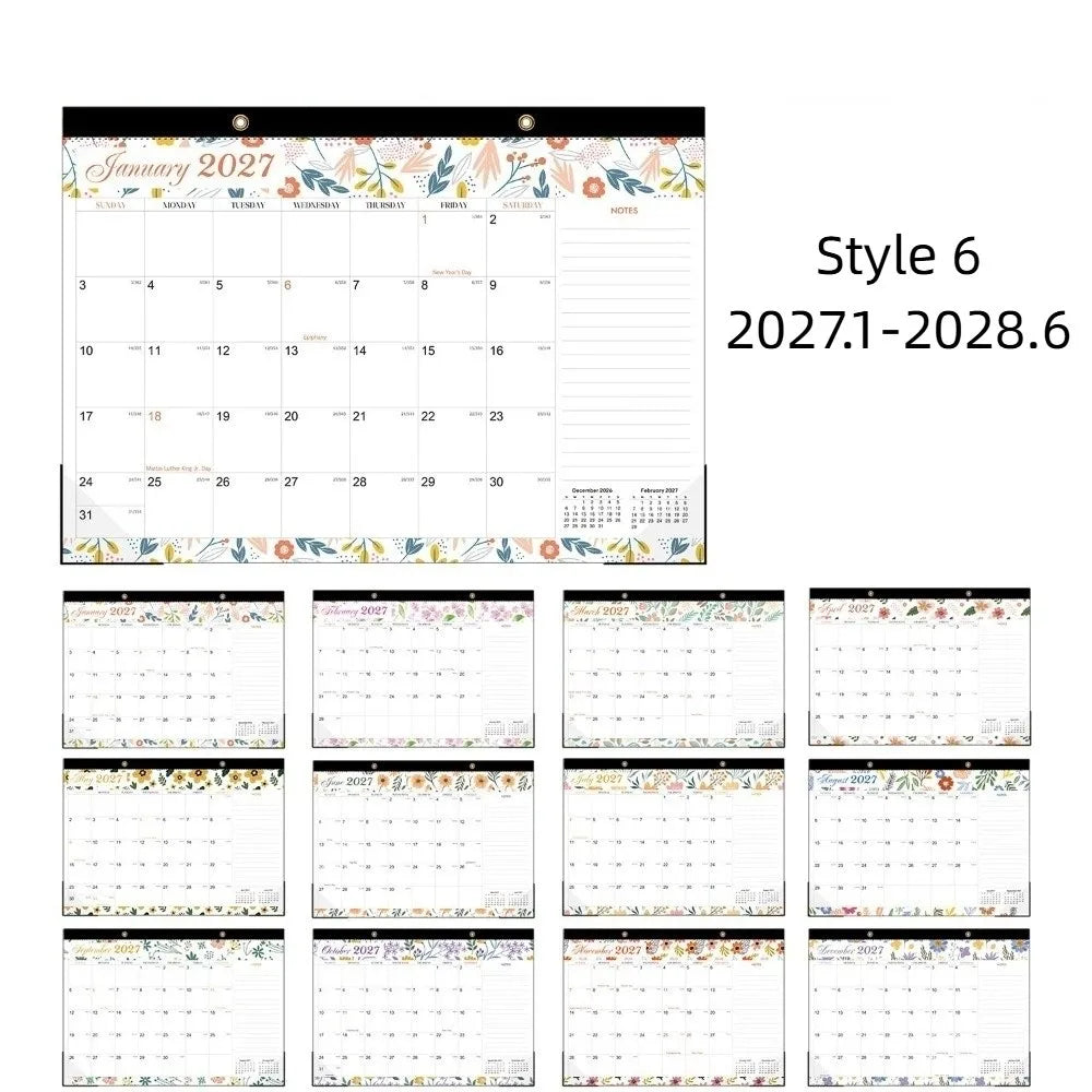 calendrier mural floral moderne notes faire planification quotidienne 18 mois