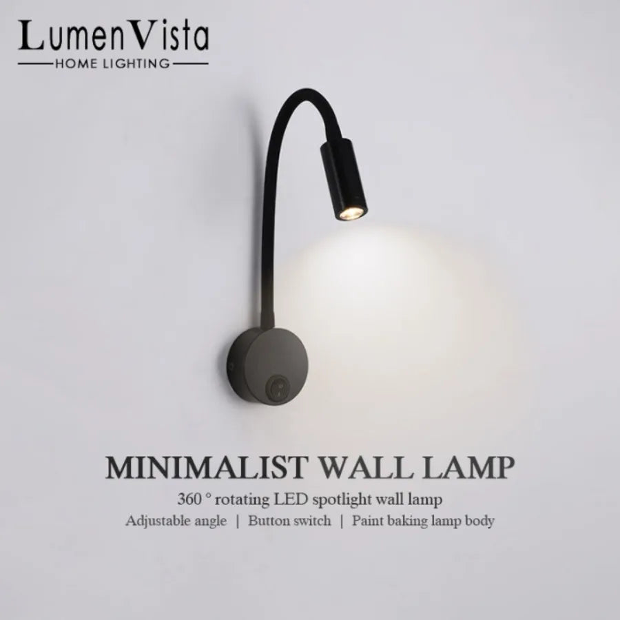 lampe murale led moderne noir blanc or chrome minimaliste contemporaine interrupteur rotatif eyelets