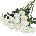 bouquet roses artificielles blanc rouge feuilles vertes classique decoration maison anniversaire saint valentinintérieur