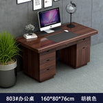 bois massif moderne marron foncé table travail informatique épuré intérieur maison