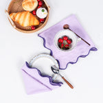 serviette violet bordures ondulées moderne 18x18 pouces table mariage festive lavable coton lin
